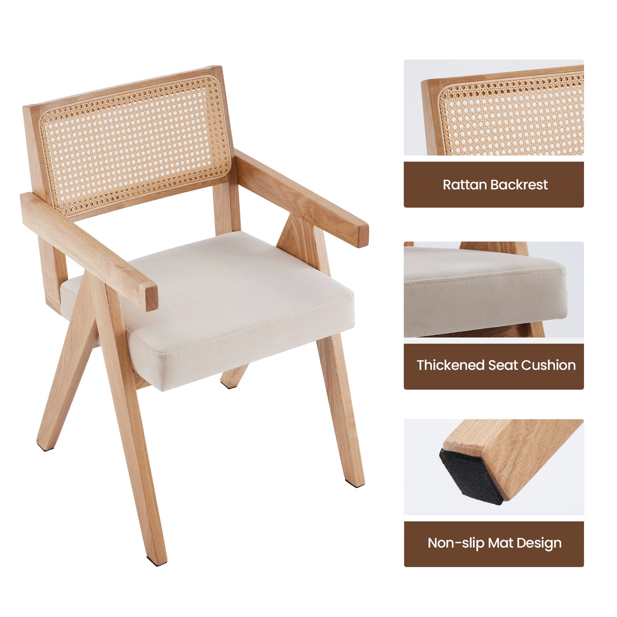 Mid-Century Rattan Dining Chairs, Set of 2