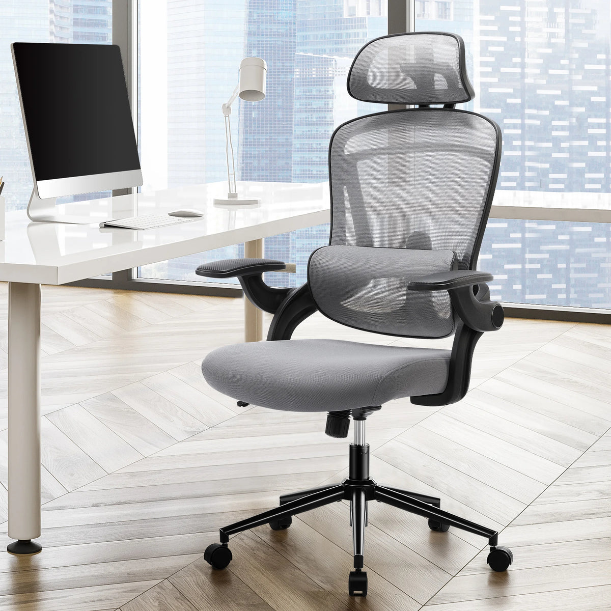 JHK Mesh Office Chair with Flip-Up Arms
