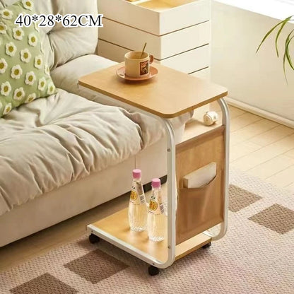 Mobile Coffee Side Table, Height Adjustable