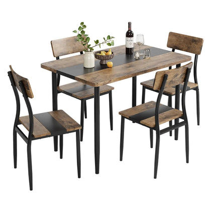 Dining Table Set for 4 with Chairs, Two-Tone