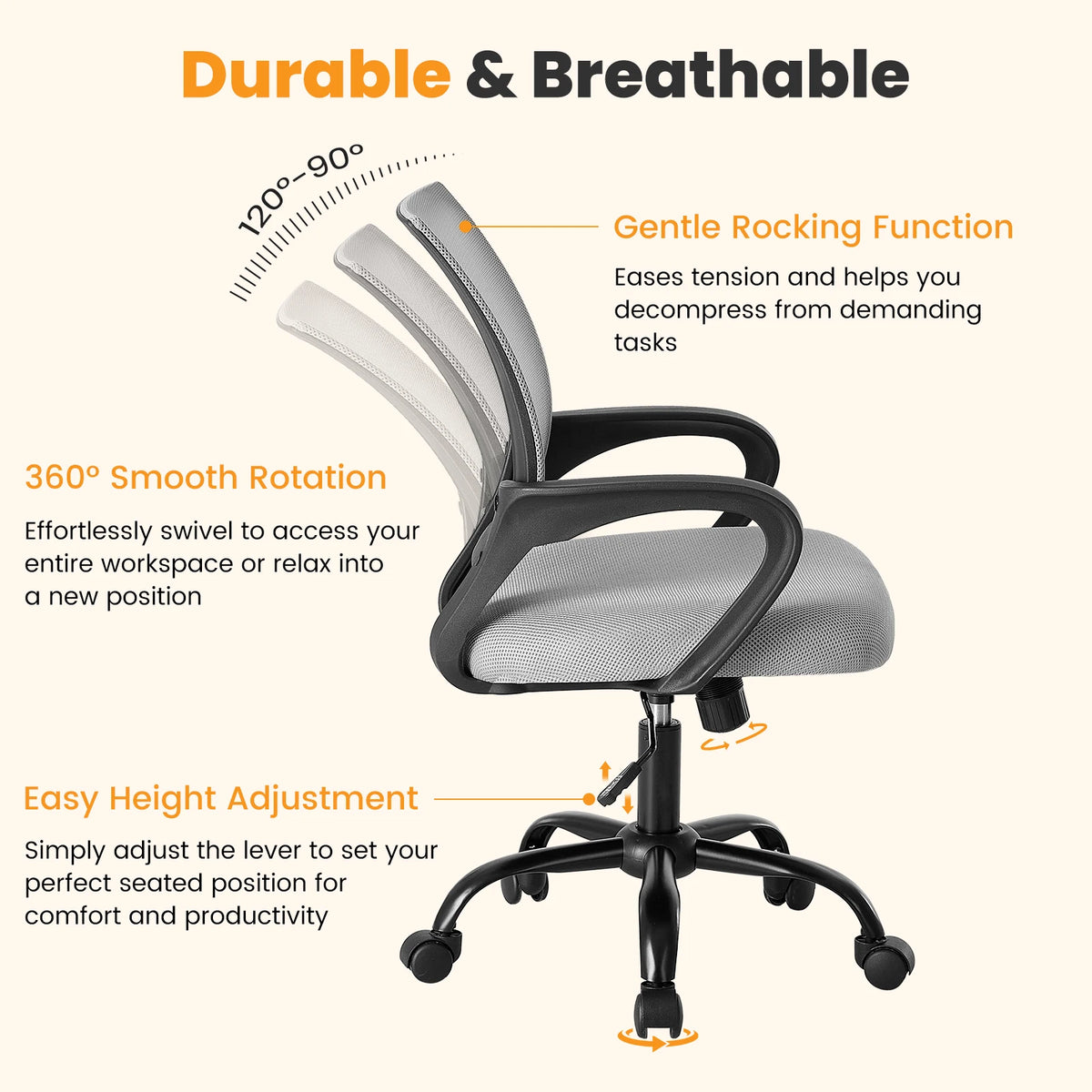 MCQ Ergonomic Office Chair, Height Adjustable