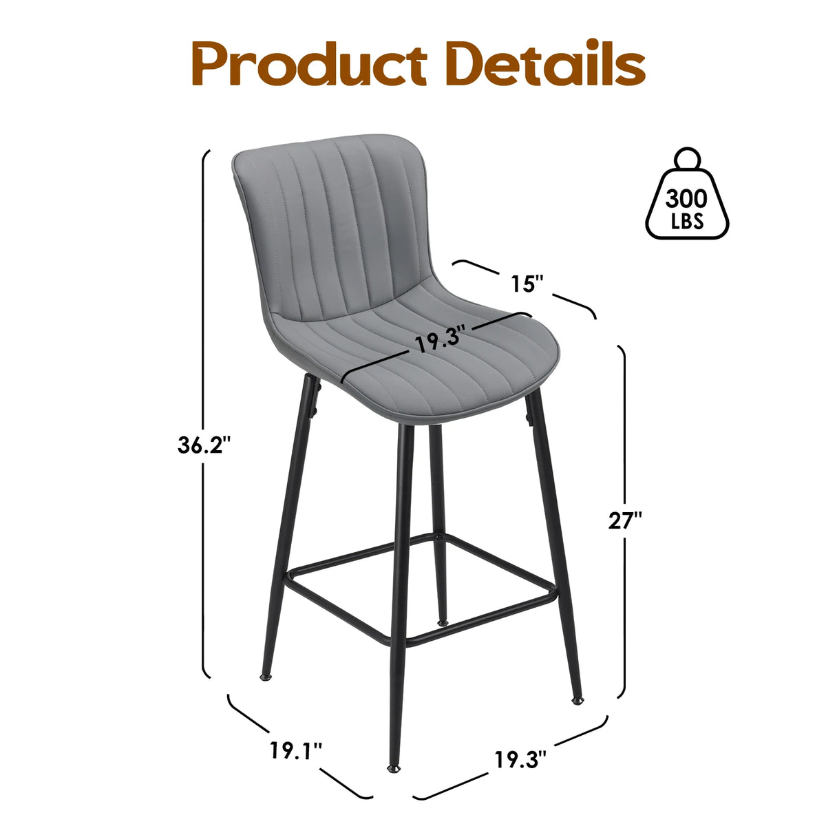 Faux Leather Counter Stools, Set of 2