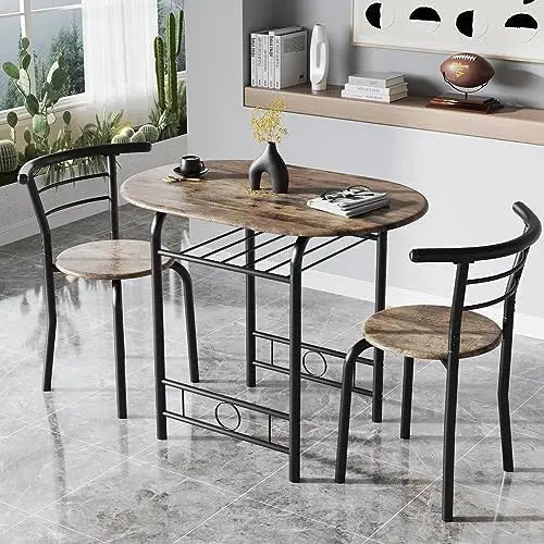 3-Piece Round Wood Table & Chair Set