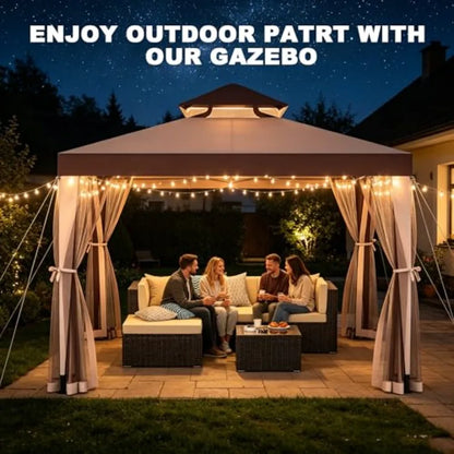 10x10 Outdoor Gazebo Canopy Tent, Red