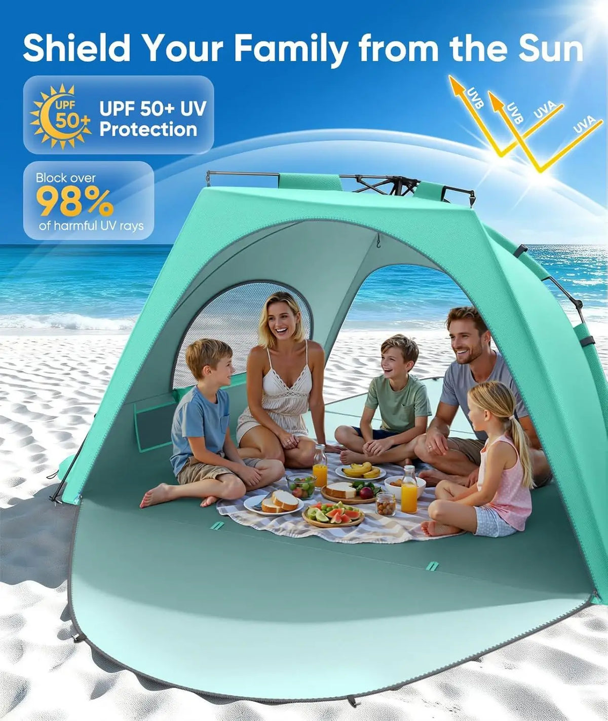 Pop-Up Beach Tent Sun Shelter (5-6 Person)