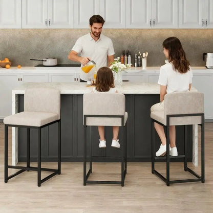 Faux Leather Counter Height Bar Stools, Set of 2
