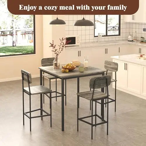 5-Piece Industrial Dining Table Set