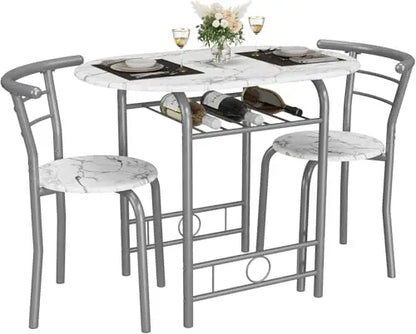 3-Piece Round Wood Table & Chair Set