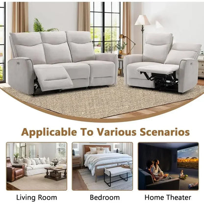 80in Grey Electric Reclining Sofa