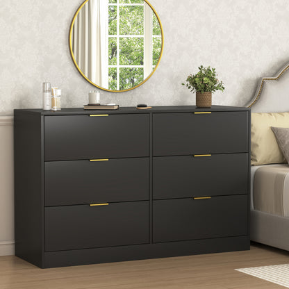 6-Drawer Modern Dresser – Black