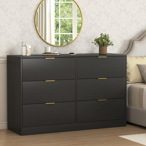 6-Drawer Modern Dresser – Black